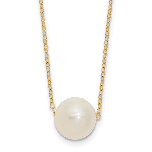 PGN 14k 10-11mm White Semi-Round Freshwater Cultured Pearl 17 inch Cable Necklace