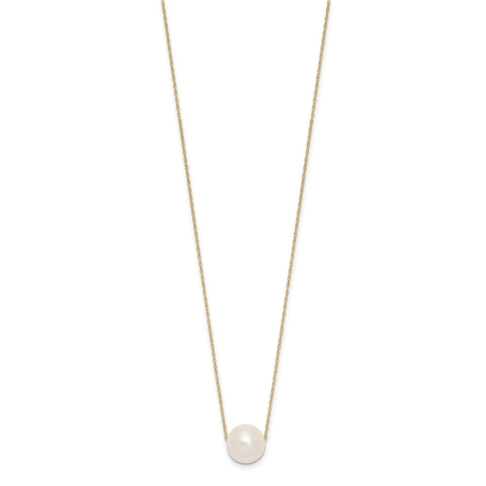 PGN 14k 10-11mm White Semi-Round Freshwater Cultured Pearl Rope 17 inch Necklace