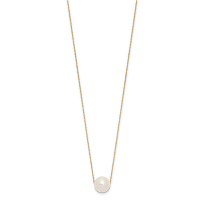 PGN 14k 10-11mm White Semi-Round Freshwater Cultured Pearl Rope 17 inch Necklace