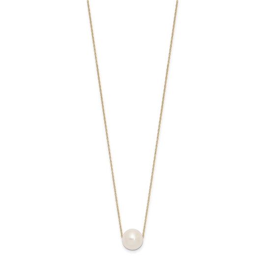 PGN 14k 10-11mm White Semi-Round Freshwater Cultured Pearl Rope 17 inch Necklace