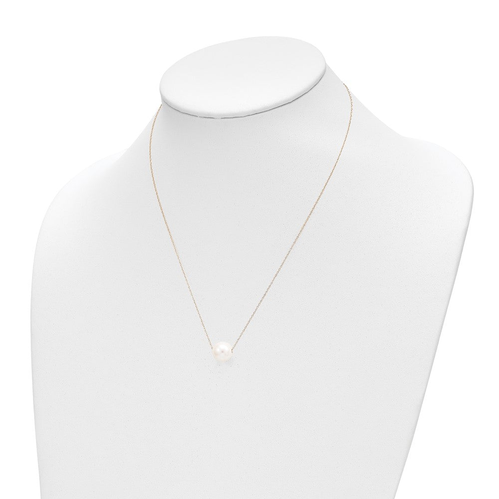 PGN 14k 10-11mm White Semi-Round Freshwater Cultured Pearl Rope 17 inch Necklace