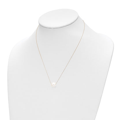 PGN 14k 10-11mm White Semi-Round Freshwater Cultured Pearl Rope 17 inch Necklace