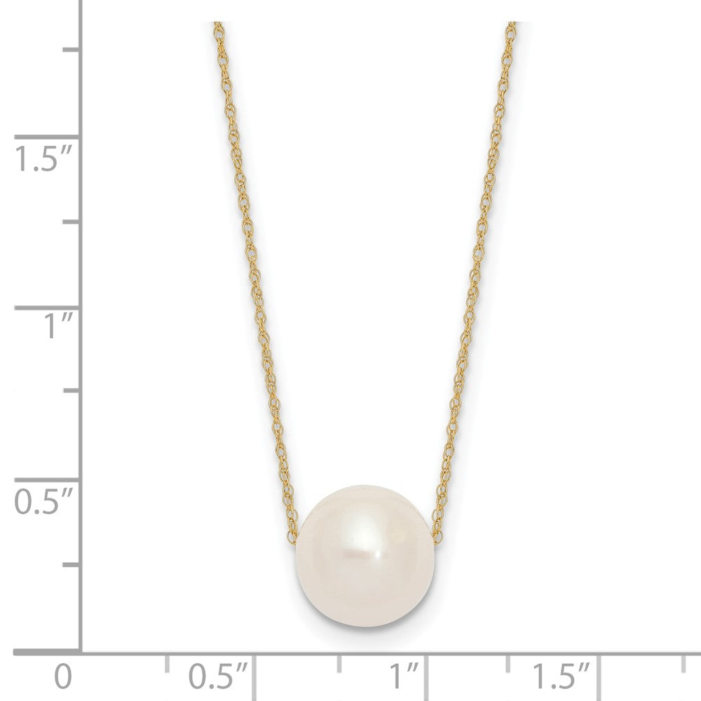 PGN 14k 10-11mm White Semi-Round Freshwater Cultured Pearl Rope 17 inch Necklace