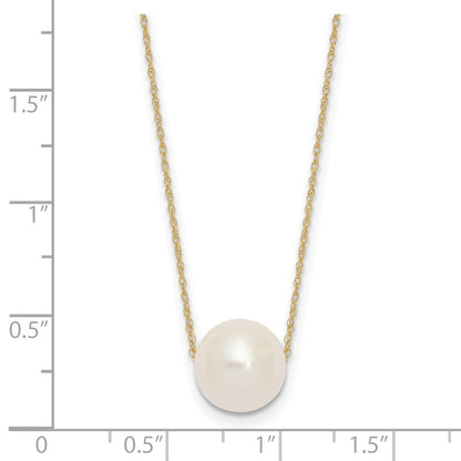PGN 14k 10-11mm White Semi-Round Freshwater Cultured Pearl Rope 17 inch Necklace