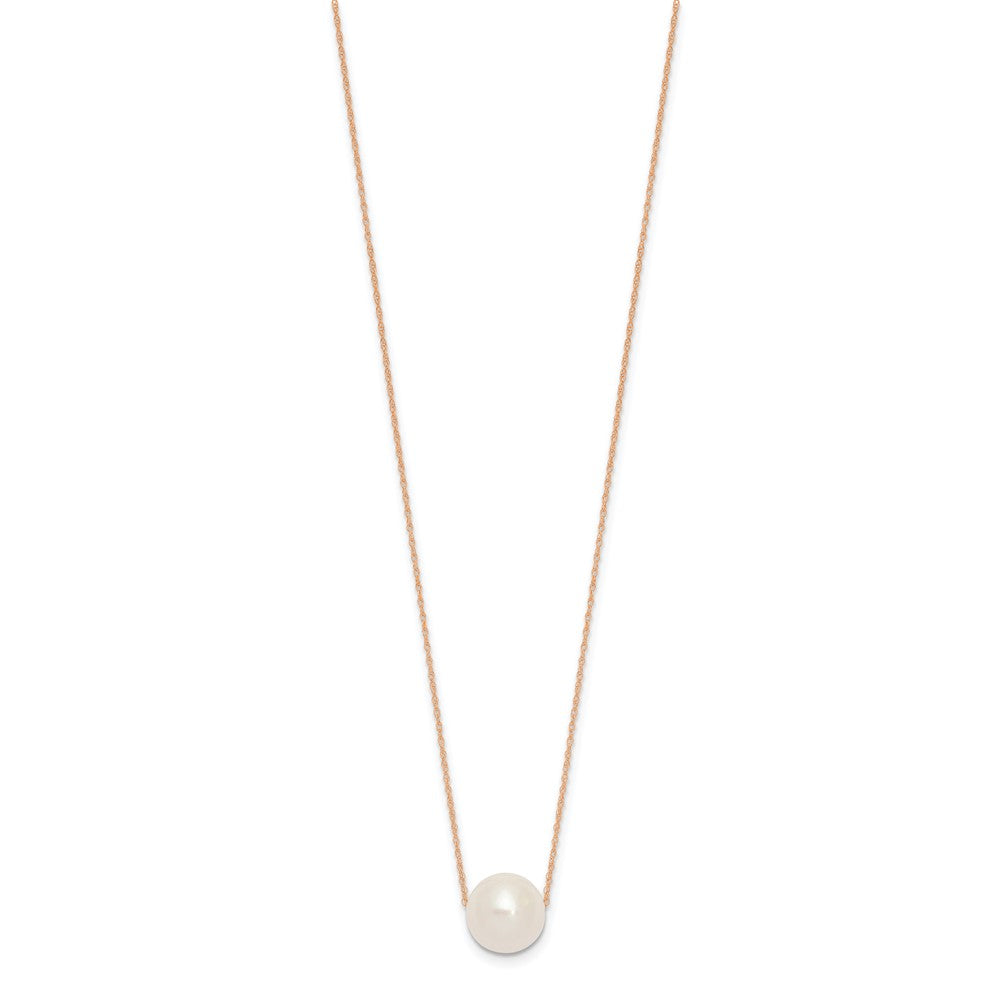 PGN 14k Rose Gold 10-11mm White Semi-Round Freshwater Cultured Pearl Rope 17 inch Necklace