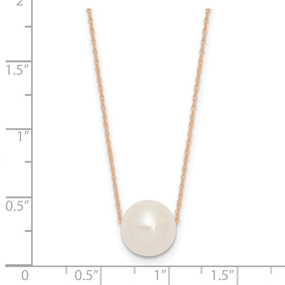 PGN 14k Rose Gold 10-11mm White Semi-Round Freshwater Cultured Pearl Rope 17 inch Necklace