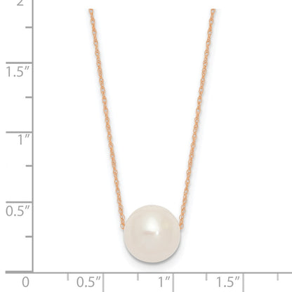 PGN 14k Rose Gold 10-11mm White Semi-Round Freshwater Cultured Pearl Rope 17 inch Necklace