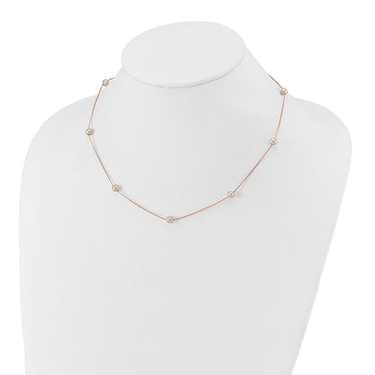 PGN 14k Rose Gold 5-6mm White Near-Round Freshwater Cultured Pearl 9-Station 18 inch Necklace