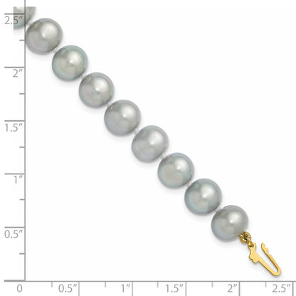 PGB 14K 8-9mm Grey Near Round Freshwater Cultured Pearl 7.5 inch Bracelet