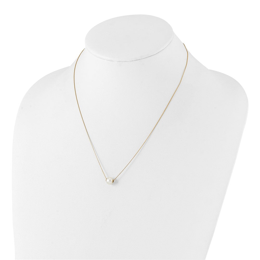 PGN 14k 7-8mm White Round Freshwater Cultured Pearl 18 inch Necklace