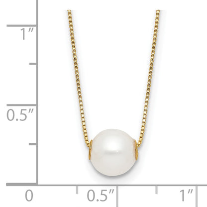 PGN 14k 7-8mm White Round Freshwater Cultured Pearl 18 inch Necklace