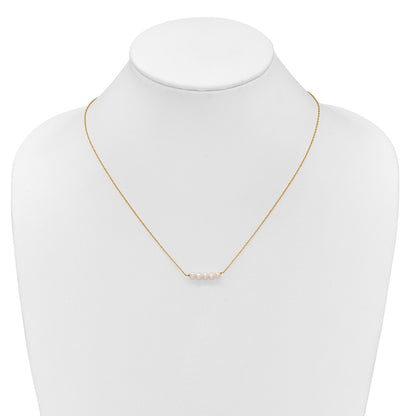 PGN 14k Polished 4-5mm Semi-Round White Freshwater Cultured 5-Pearl Bar 19.5 inch Necklace