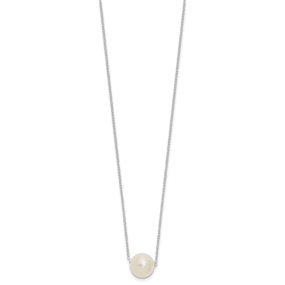 PGN 14k White Gold 10-11mm White Near Round Freshwater Cultured Pearl 17 inch Necklace