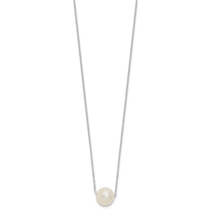 PGN 14k White Gold 10-11mm White Near Round Freshwater Cultured Pearl 17 inch Necklace