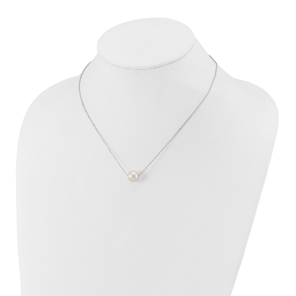 PGN 14k White Gold 10-11mm White Near Round Freshwater Cultured Pearl 17 inch Necklace