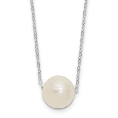 PGN 14k White Gold 10-11mm White Near Round Freshwater Cultured Pearl 17 inch Necklace