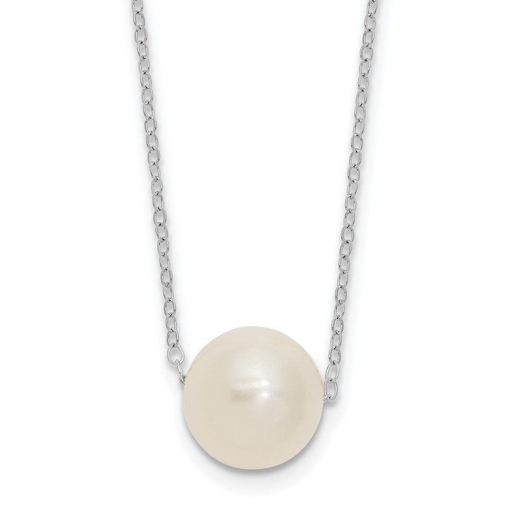 PGN 14k White Gold 10-11mm White Near Round Freshwater Cultured Pearl 17 inch Necklace