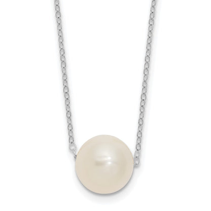 PGN 14k White Gold 10-11mm White Near Round Freshwater Cultured Pearl 17 inch Necklace