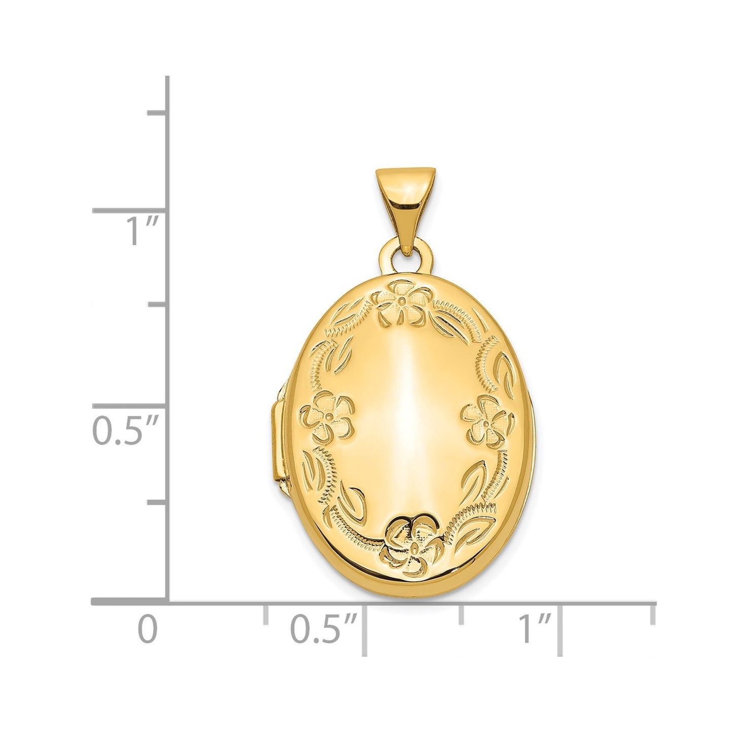 14k Hand Engraved Floral Oval Locket