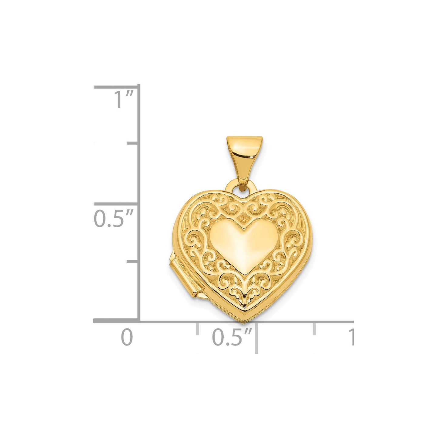 14k Scroll Heart Locket