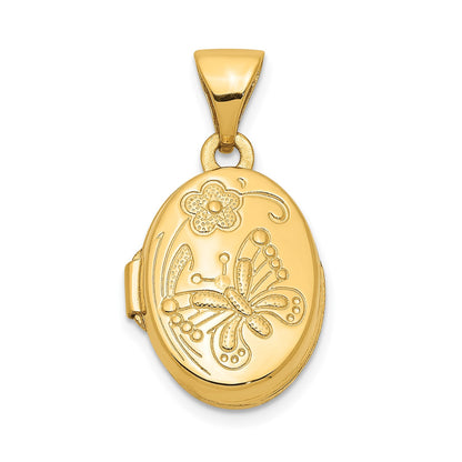 14k Floral & Butterfly Locket