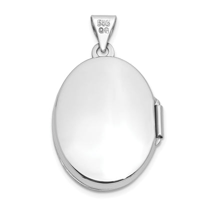 14k White Gold Scroll Design Domed Oval Locket