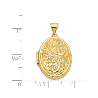 14k Domed Scroll Design Oval Locket