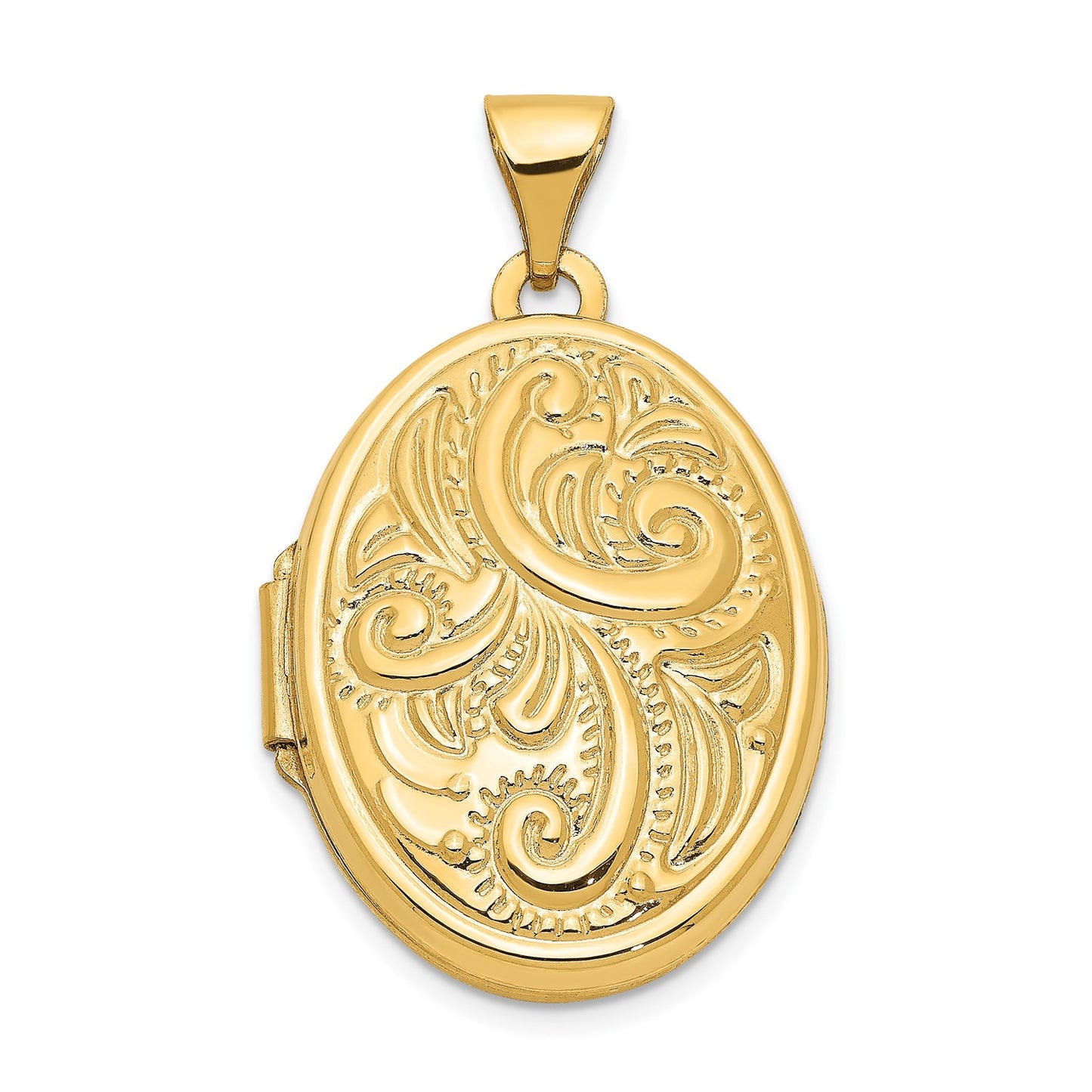 14k Domed Scroll Design Oval Locket