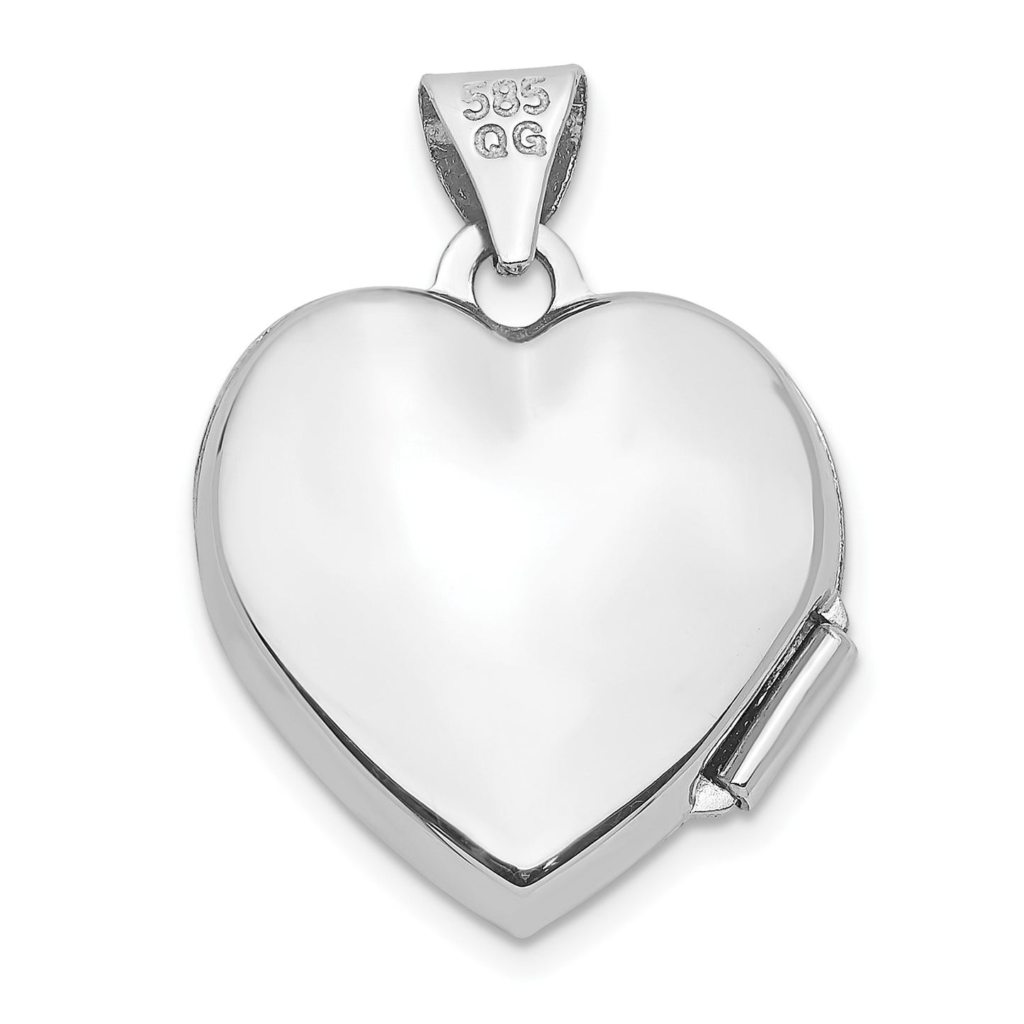 14k White Gold Scroll Pattern Heart Locket