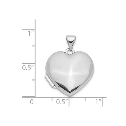 14k White Gold Domed Heart Locket