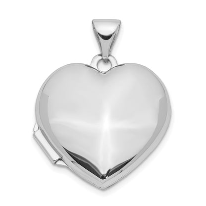 14k White Gold Domed Heart Locket