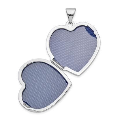 14k White Gold Scroll Design Heart Locket