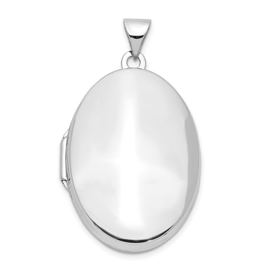 14k White Gold Polished Domed Oval Locket