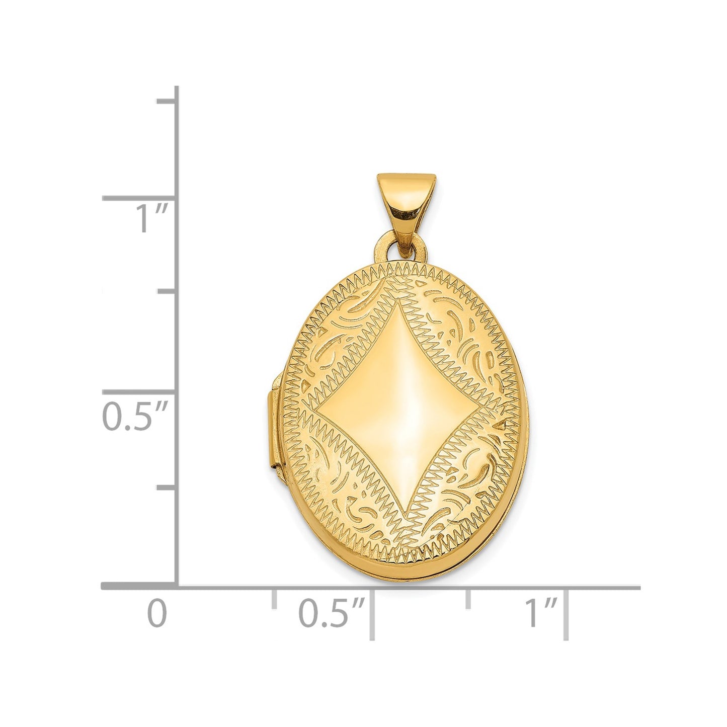 14k Diamond-shaped Design Oval Locket