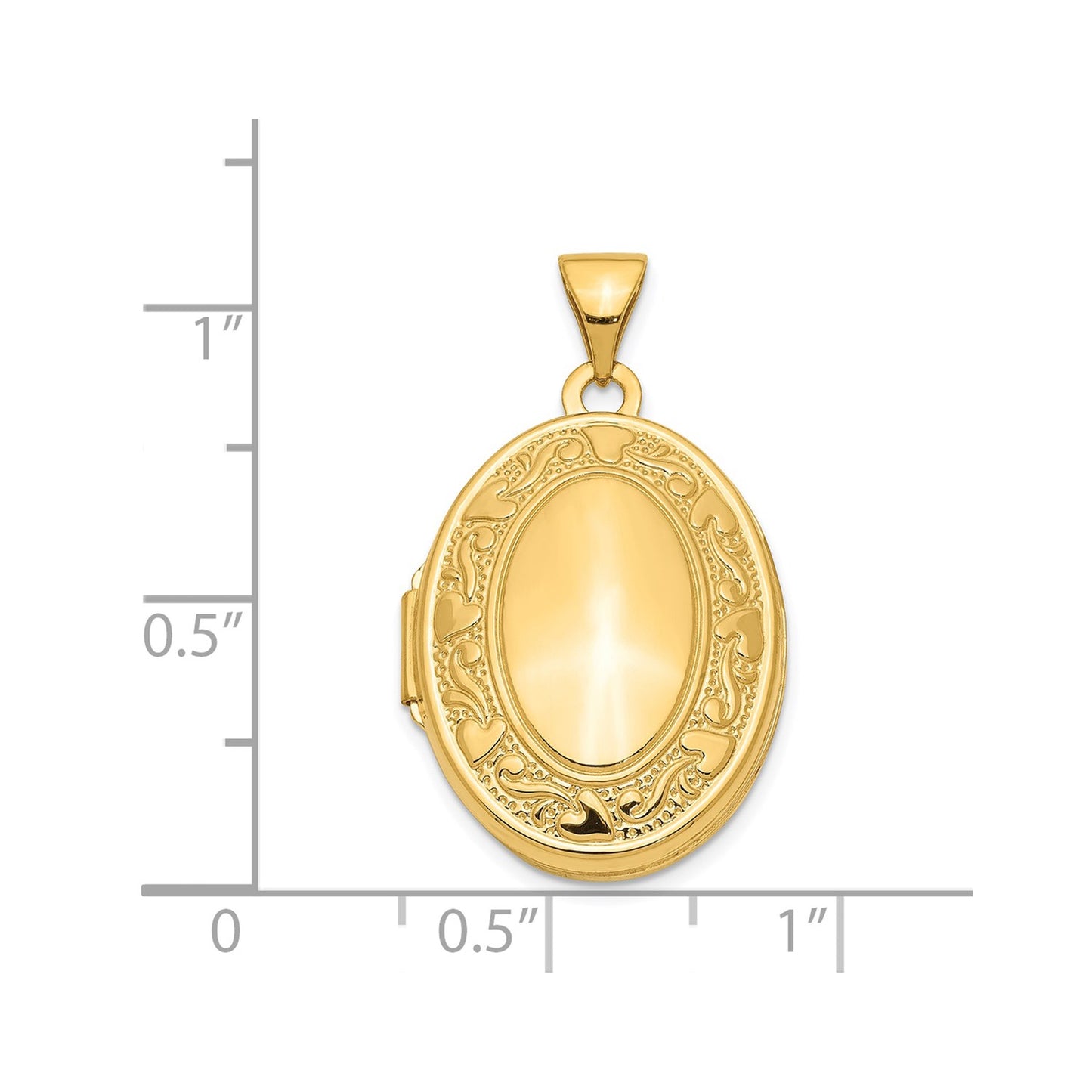 14k Yellow Gold Scroll Heart Design Oval Locket