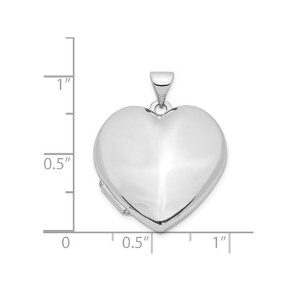 14k White Gold Polished Heart-Shaped Domed Locket