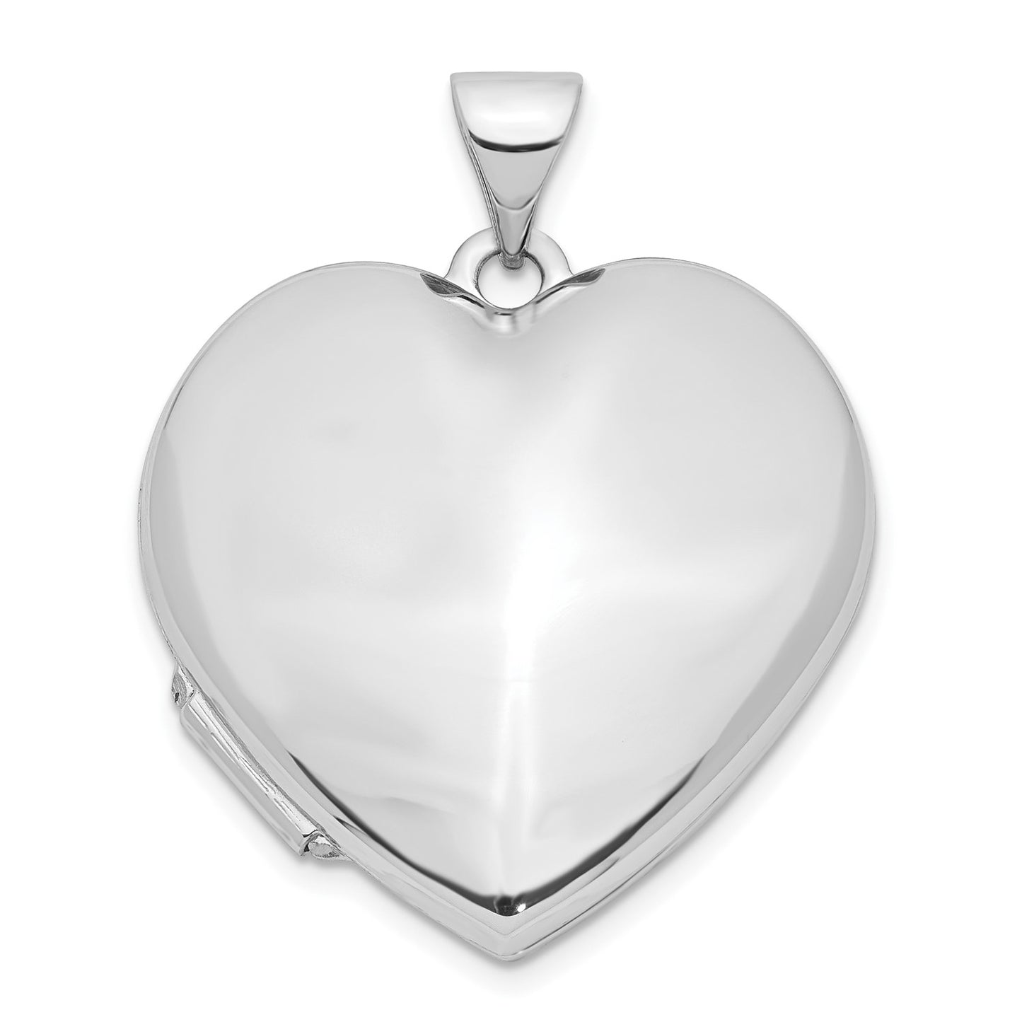 14k White Gold Polished Heart-Shaped Domed Locket