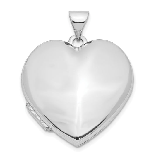 14k White Gold Polished Heart-Shaped Domed Locket