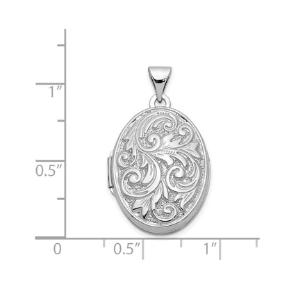 14k White Gold Polished Reversible Love You Always Oval Locket