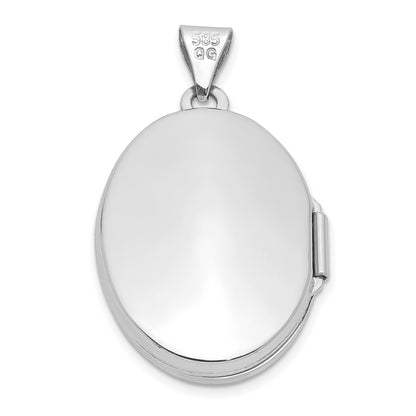 14k White Gold Polished Oval Locket