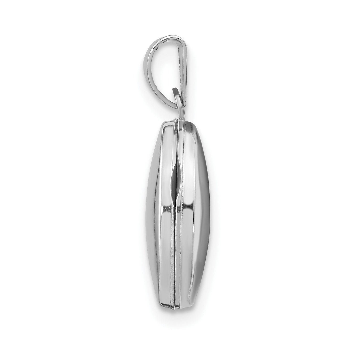 14k White Gold 13mm Oval Plain Assembled Locket