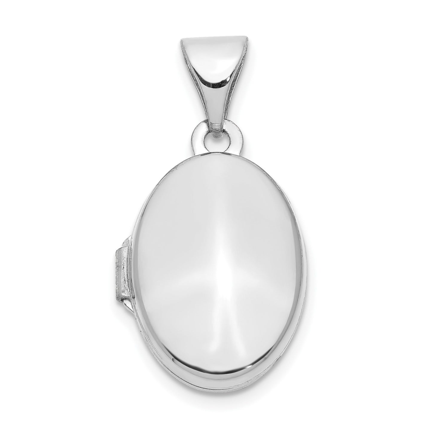 14k White Gold 13mm Oval Plain Assembled Locket