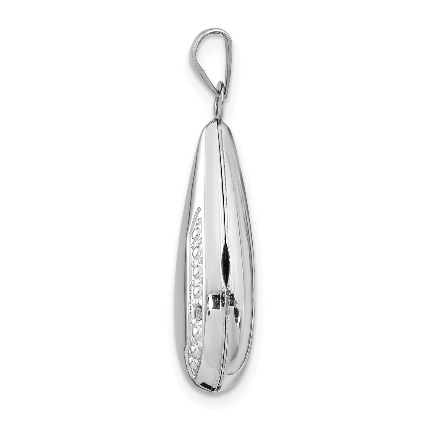 14K White Gold 21mm Tear Drop Diamond Locket