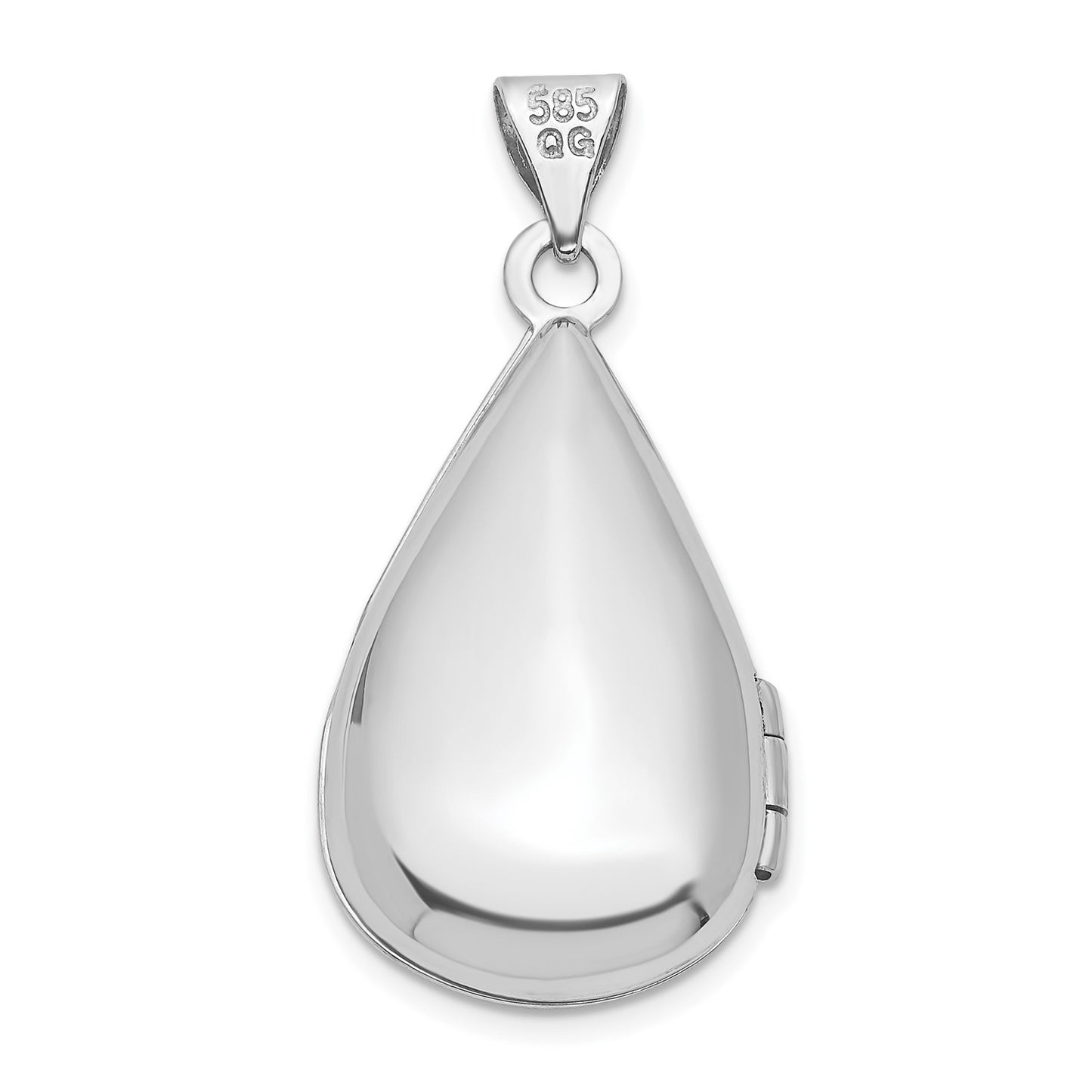 14K White Gold 21mm Tear Drop Diamond Locket