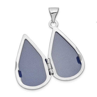 14K White Gold 21mm Tear Drop Diamond Locket