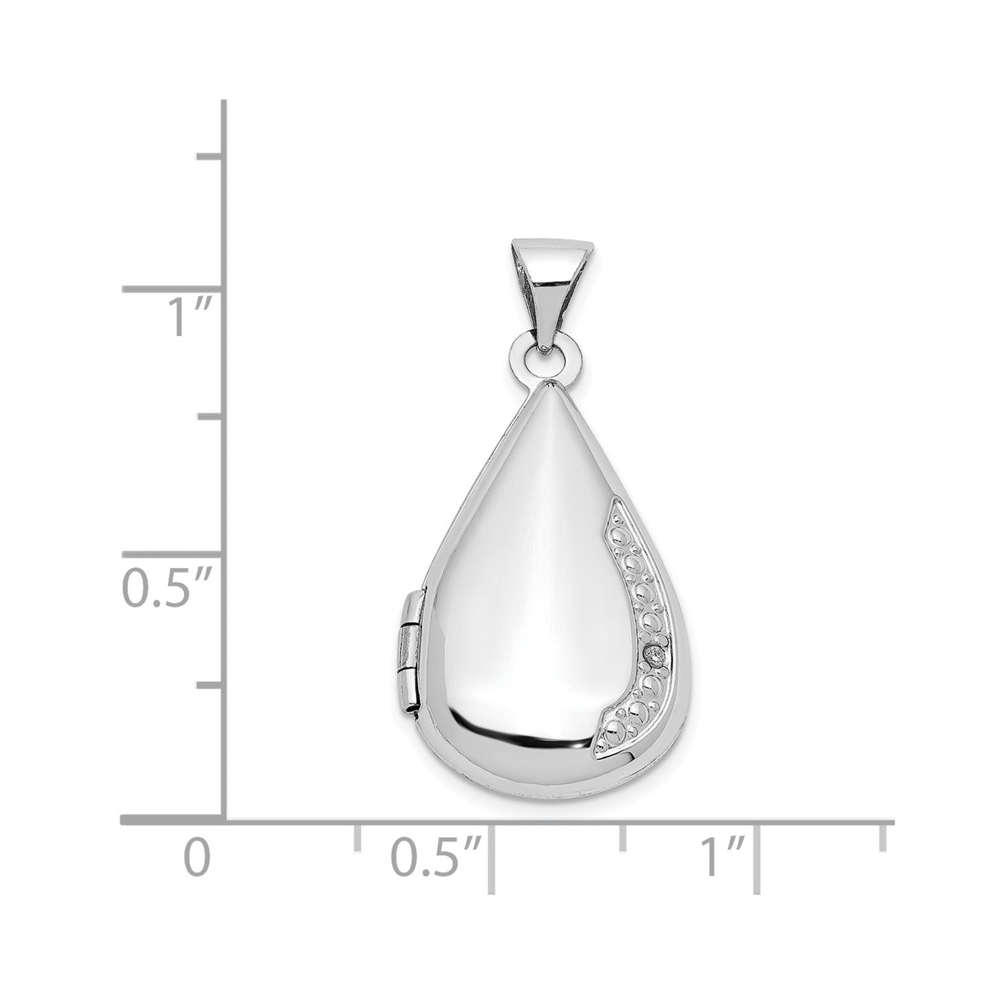 14K White Gold 21mm Tear Drop Diamond Locket