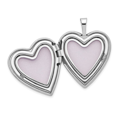 14K 20mm White Gold Polished Satin w/ Cross Heart Locket