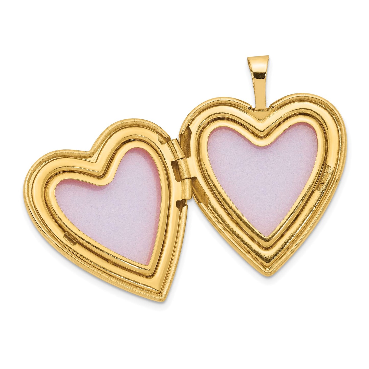 14K 20mm Diamond Side Swirl Edge Heart Locket