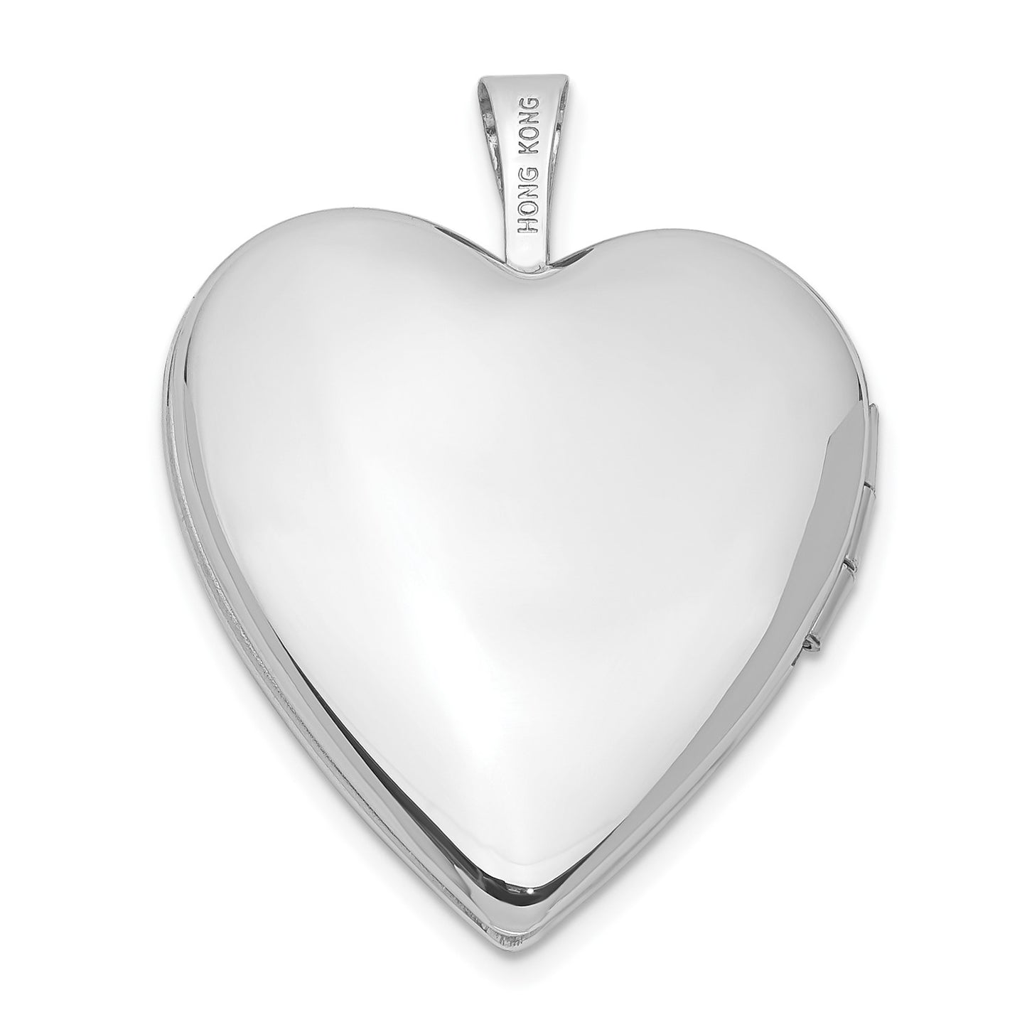 14K 20mm White Gold Flower Vine Border Heart Locket