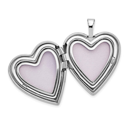 14K 20mm White Gold Flower Vine Border Heart Locket